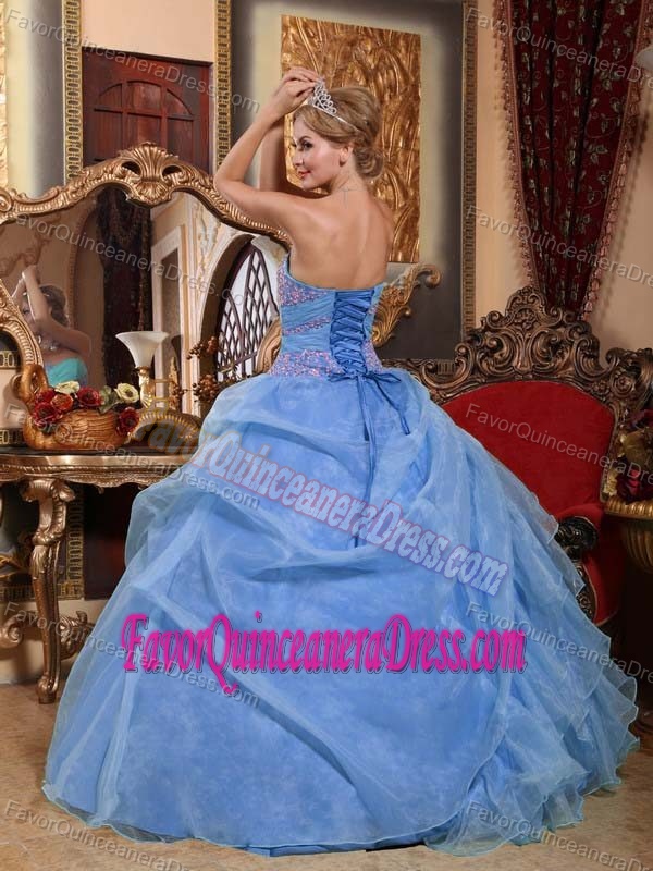 2017 Light Blue Ball Gown Sweetheart Organza Well-packaged Dresses for Quince