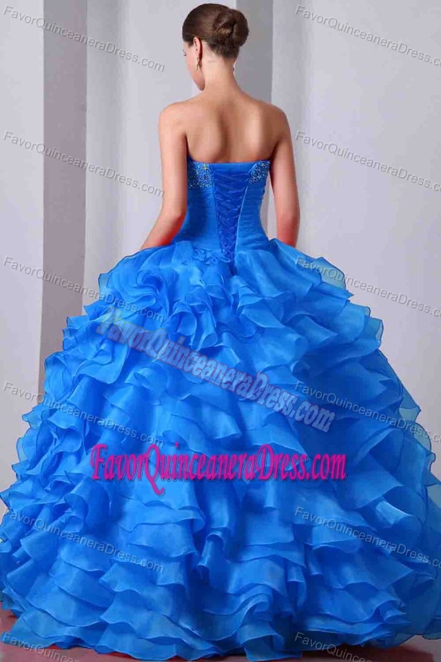 Nice Blue Ball Gown Strapless Desirable Dresses for Quinceaneras Made in Taffeta