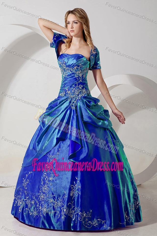 Dark Blue A-Line Slick Dresses for Quince with Beading Made in Organza on Sale