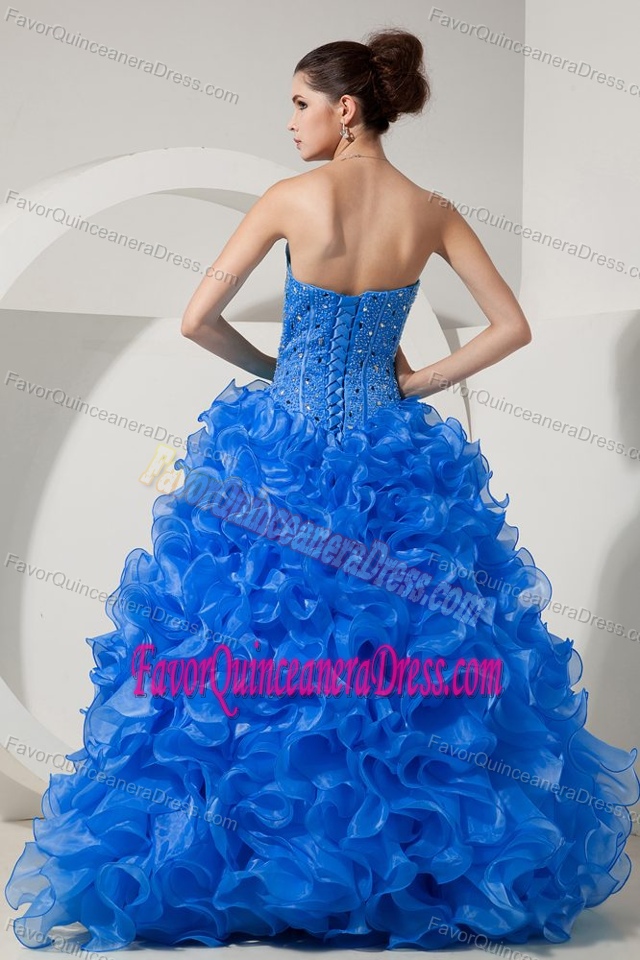 Showy Baby Blue Organza Dresses for Quinceanera with Embroidery for Cheap