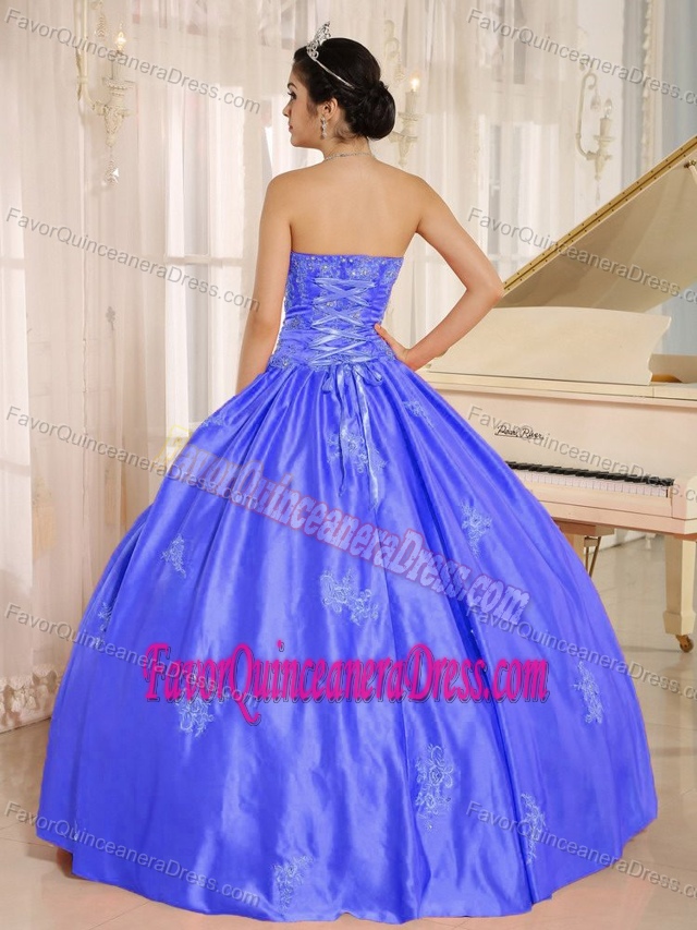 Ostentatious Taffeta Blue Sweetheart Quinceanera Gown Dresses with Embroidery