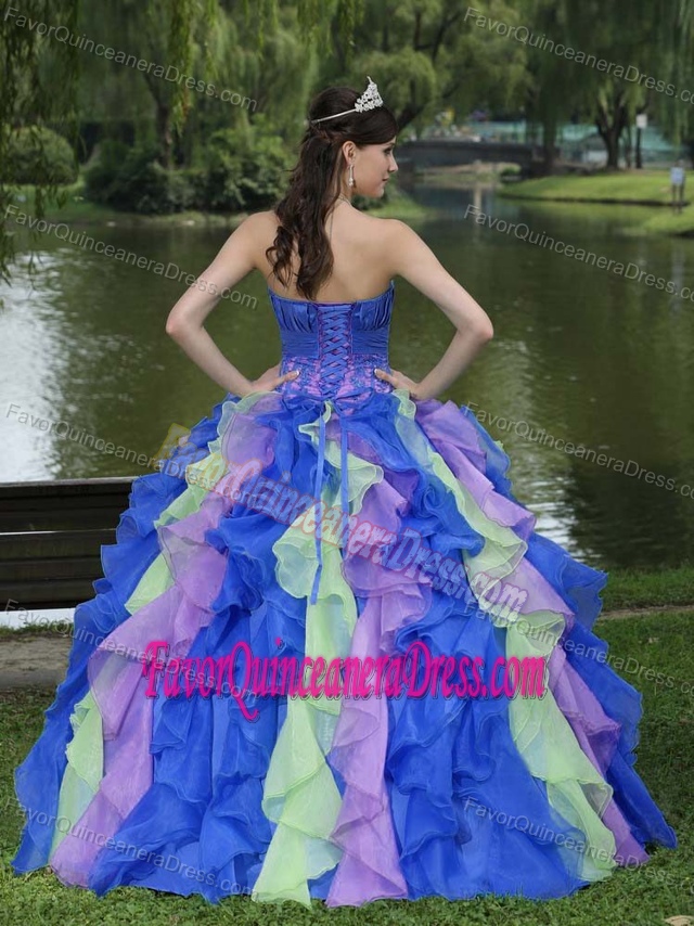 Modernistic Colorful Quince Dresses with Ruffled Layers in Organza in Promotion