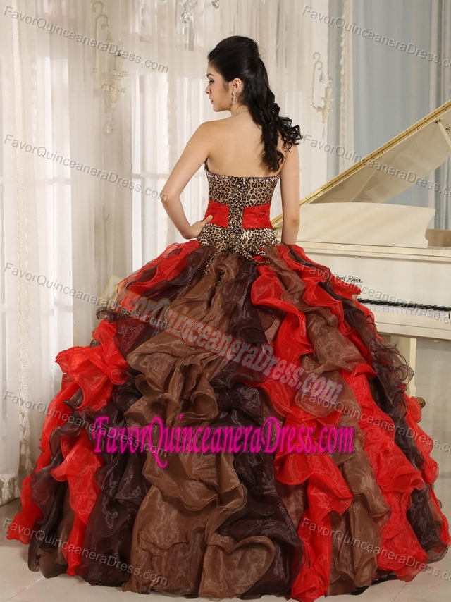 Luxurious Multi-color Organza V-neck Dresses for Quinceaneras with Ruffles