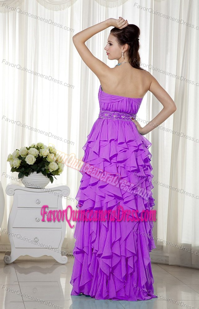 Amazing Ruched Sweet Sixteen Dress with Ruffles and Layers in Purple Color