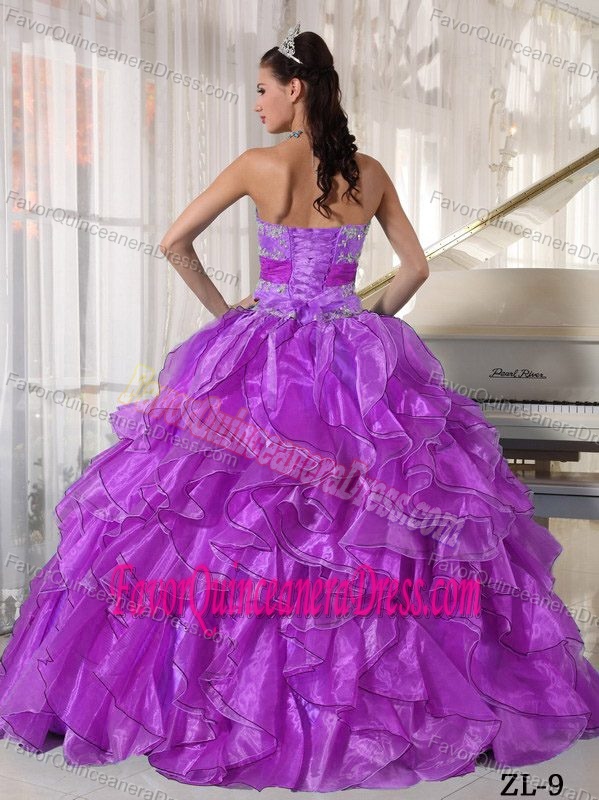 Ball Gown Strapless Fall Quinceanera Gown Dresses with Appliques and Layers