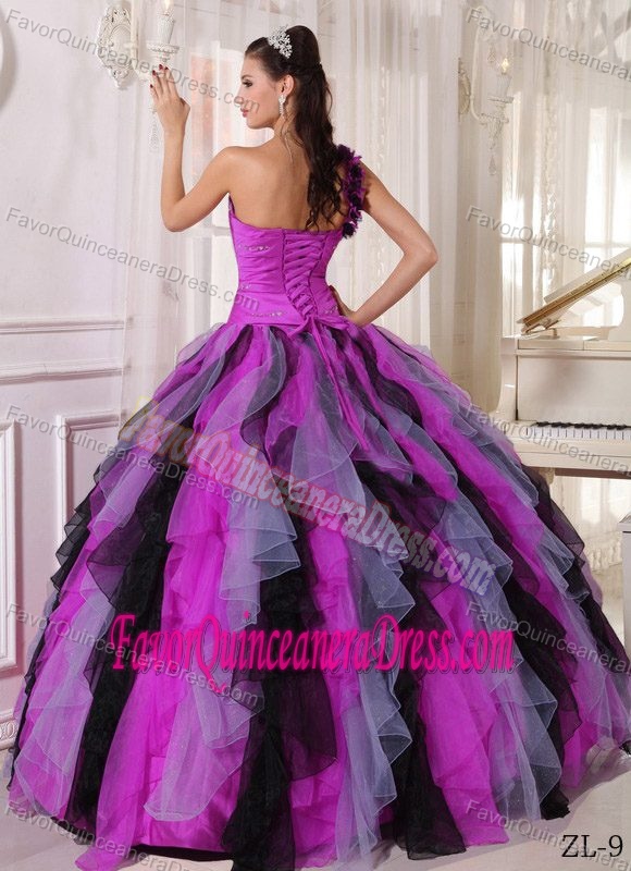 One Shoulder Sweetheart Beaded 2013 Quinceanera Gown Dresses in Multi-color