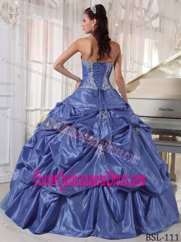 Discount Blue Ruffled Quinceanera Dress for Sweet 16 in Taffeta and Tulle