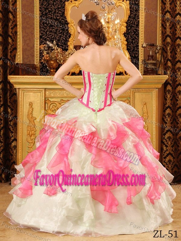 Multi-colored Sweet Sixteen Quinceanera Dresses with Appliques in Organza