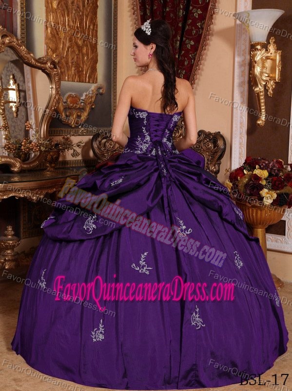 Charming Dark Purple Taffeta Sweet Sixteen Quinceanera Dress with Pick-ups