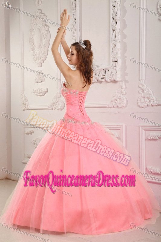 Sweetheart Floor-length Tulle Exquisite Quinceanera Gowns in Watermelon