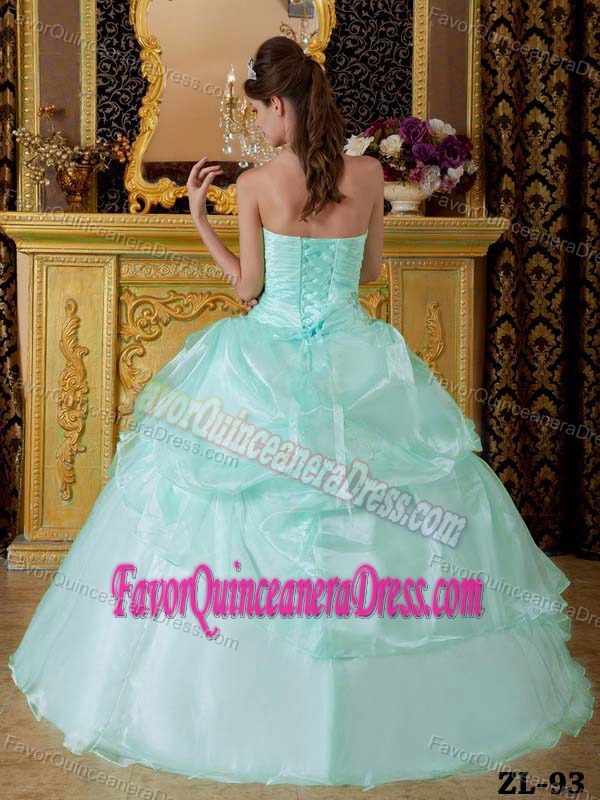 Strapless Lace-up Luxurious Dresses for Quinceaneras in Apple Green