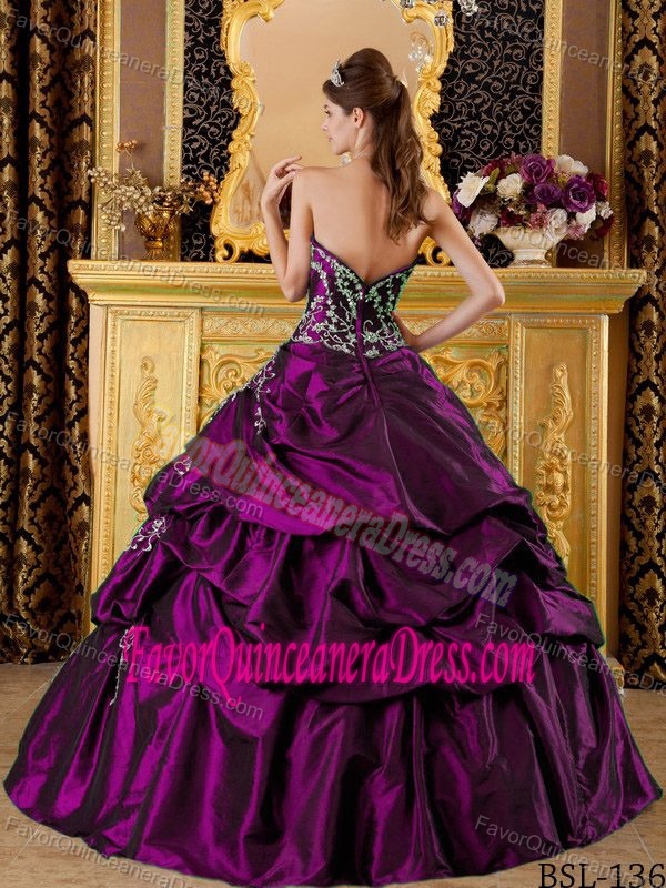 Sweetheart Long Taffeta Purple Fashionable Sweet Sixteen Quinceanera Dress