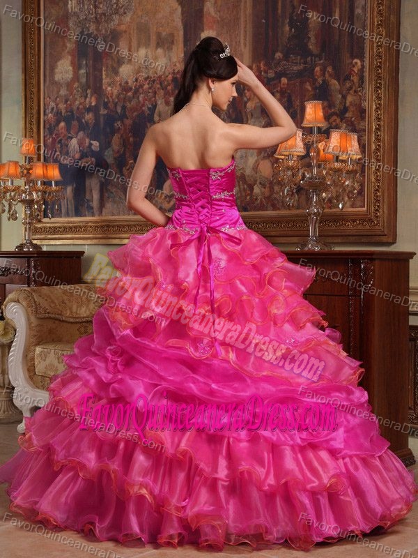 Classical Sweetheart Floor-length Taffeta and Organza Red Sweet 18 Dresses