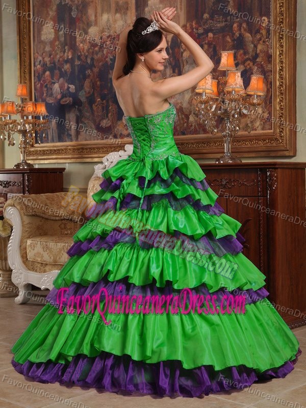 Memorable Sweetheart Lace-up Organza Long Quinceaneras Dress in Green