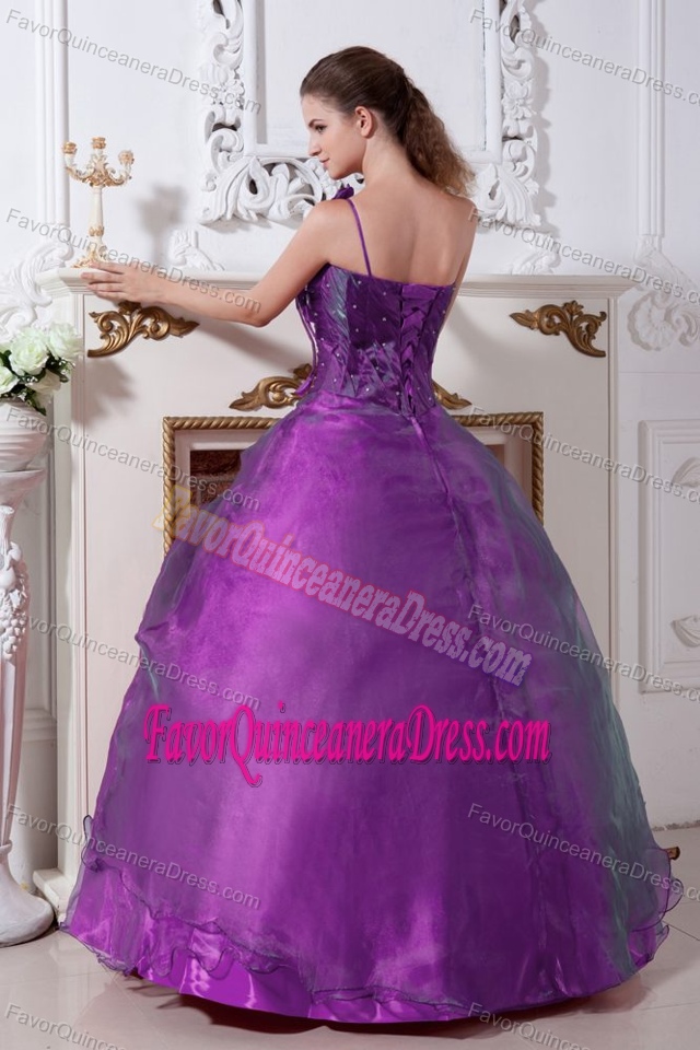Sweet One Shoulder Ruched Taffeta Eggplant Purple Long Quinceanera Dresses