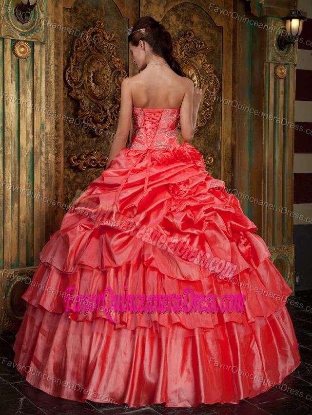 Watermelon Strapless New Dress for Quince in Organza with Beading