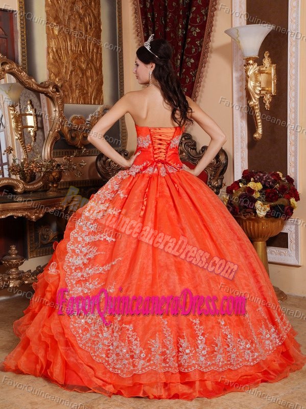 Cheap Red Sweetheart Sweet Sixteen Dresses in Organza with Pick-ups
