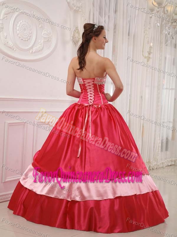 Elegant Red Sweetheart Dress for Quinceanera in Satin with Bowknots