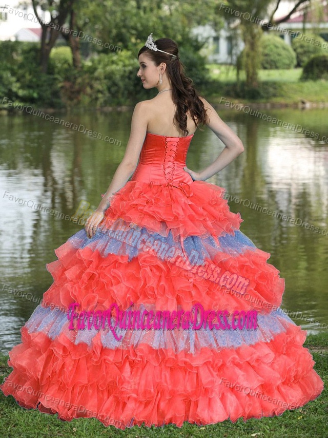 Chic Multi-color Strapless Quinceanera Gown in Taffeta and Organza