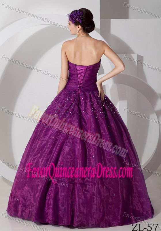 Necessary Quinceaneras Dress with Beaded Bust and Organza Skirt in Purple