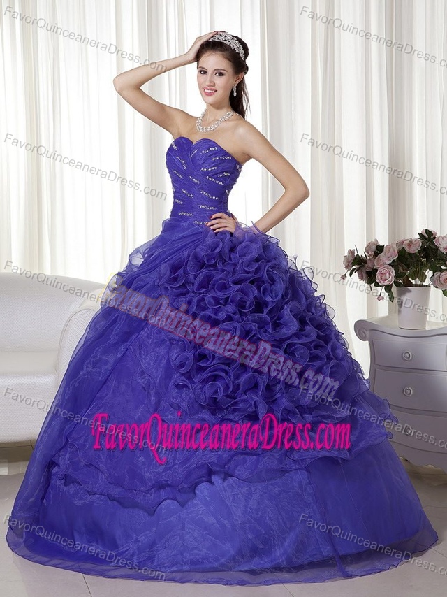 Fashionable Quince Dresses with Beading on the Bodice and Ruffles on Skirt