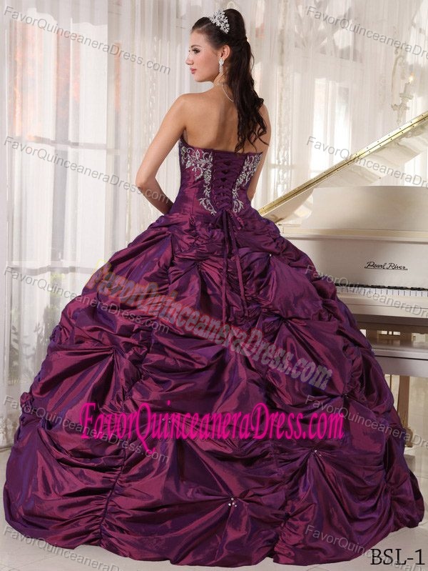 Strapless Neckline and Beaded Pick-up Skirt Trendy Dress for Quinceanera