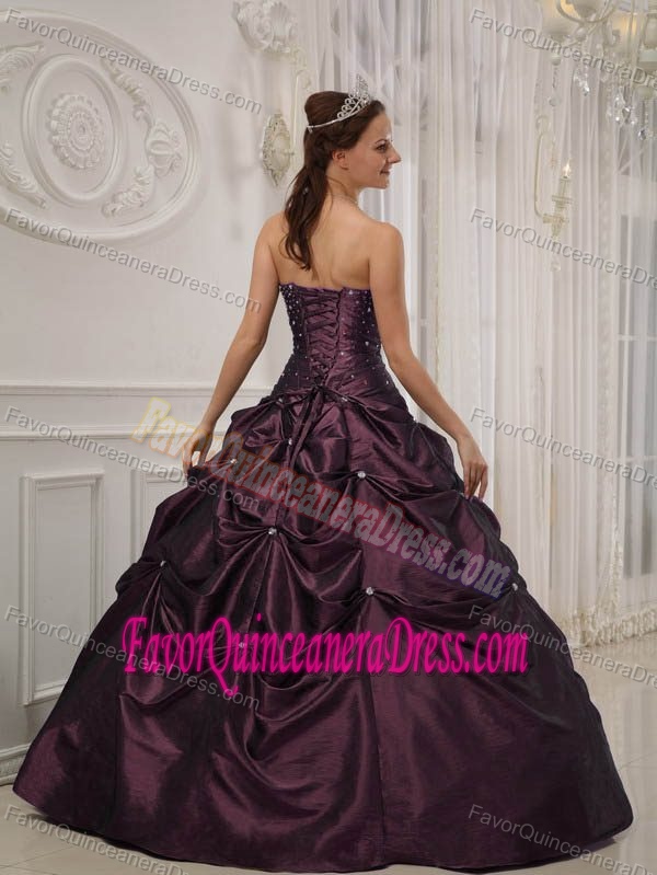 2013 Dark Purple Ball Gown Quinceanera Dresses with Pick-ups and Beading