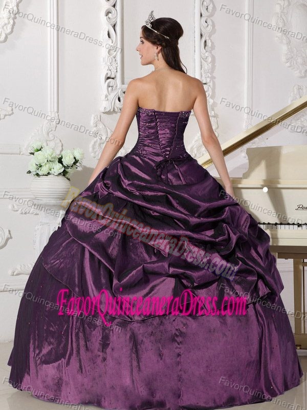 Eggplant Purple Ball Gown 2014 Quinceanera Dress with Pick-ups and Ruching