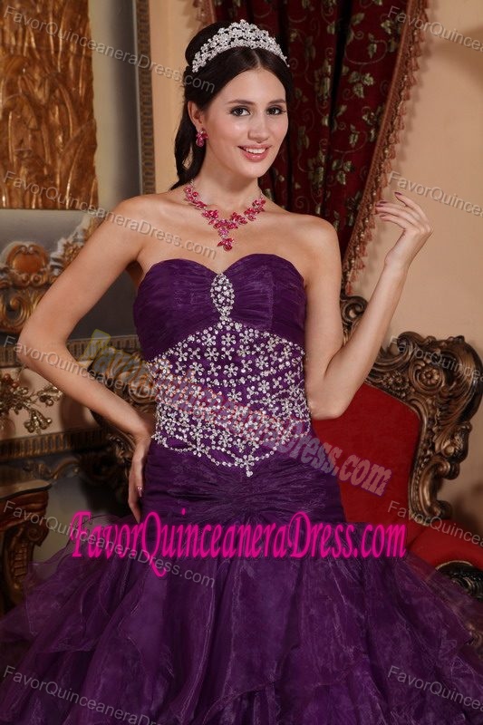 2013 Popular Purple Sweetheart Quinceanera Dress with Beading and Pick-ups
