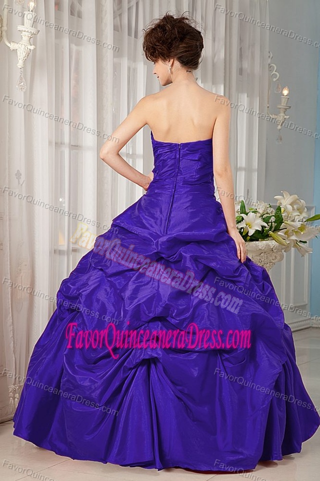 Blue Ball Gown Strapless Quinceanera Dresses with Appliques and Pick-ups