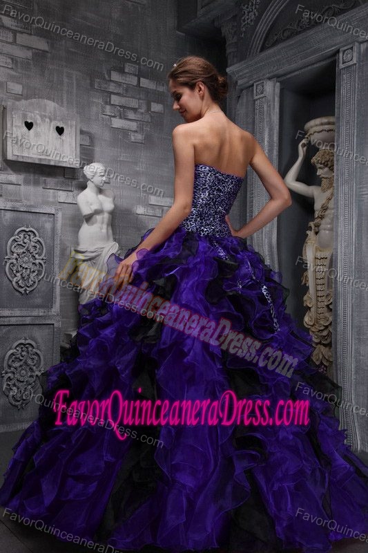 Dark Purple Sweetheart Quinceanera Dress with Ruffles and Beading in 2013