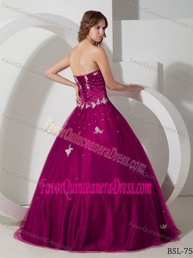 Strapless Appliqued Beaded Quinceanera Dresses in Taffeta and Tulle