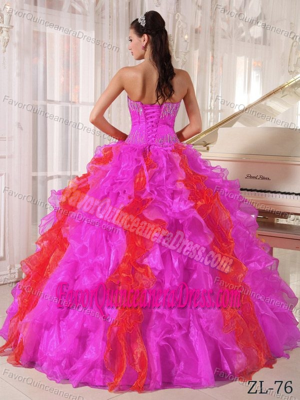 Vintage Sweetheart Organza Sequined Quinceanera Gown Dress in Pink
