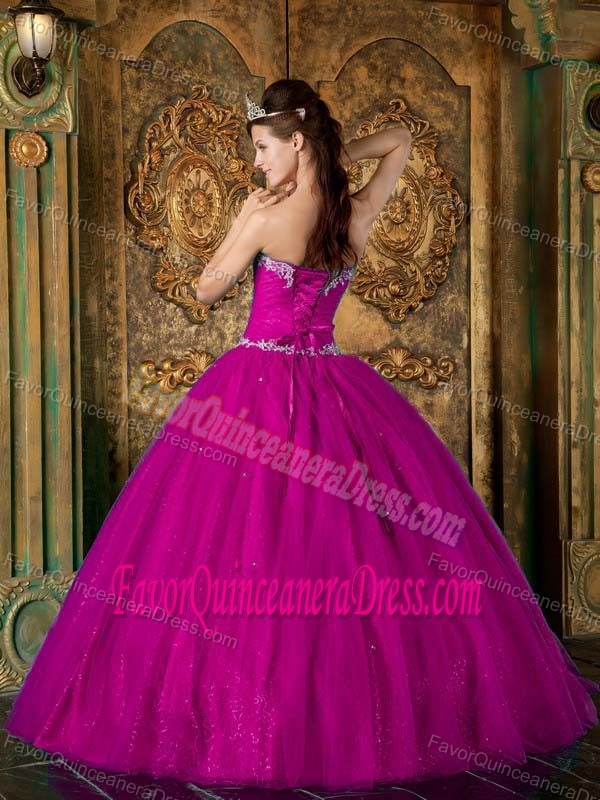 Brand New Style Fuchsia Beaded Quinceanera Gown Dresses in Tulle