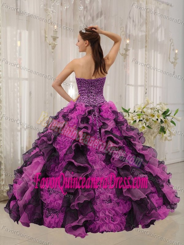 Vintage Multi-colored Sweetheart Beaded Quinceanera Dress in Organza