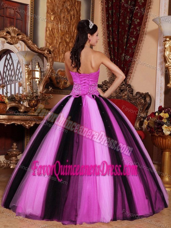 Multi-colored Sweetheart Quinceanera Gown Dress in Tulle with Beading