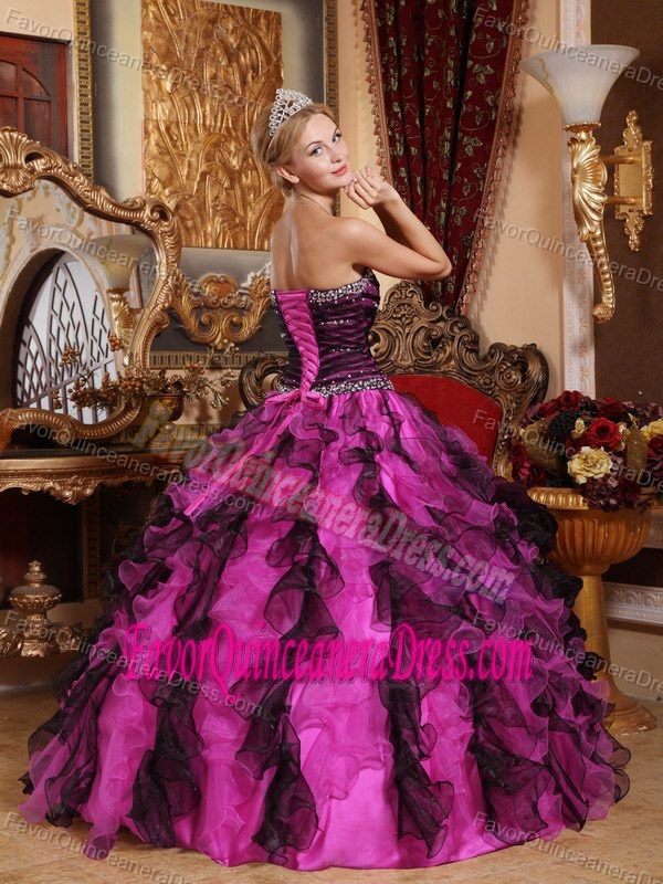 Multi-Color Sweetheart Floor-length Organza Quinceanera Dress with Ruffles