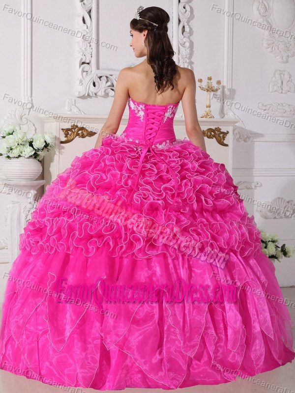 Strapless Beaded Floor-length Organza Quinceanera Dress with Embroidery