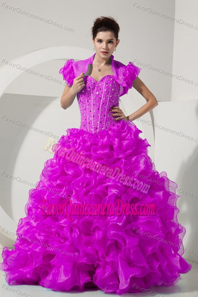 A-line Sweetheart Floor-length Organza Quinceanera Dresses with Beading