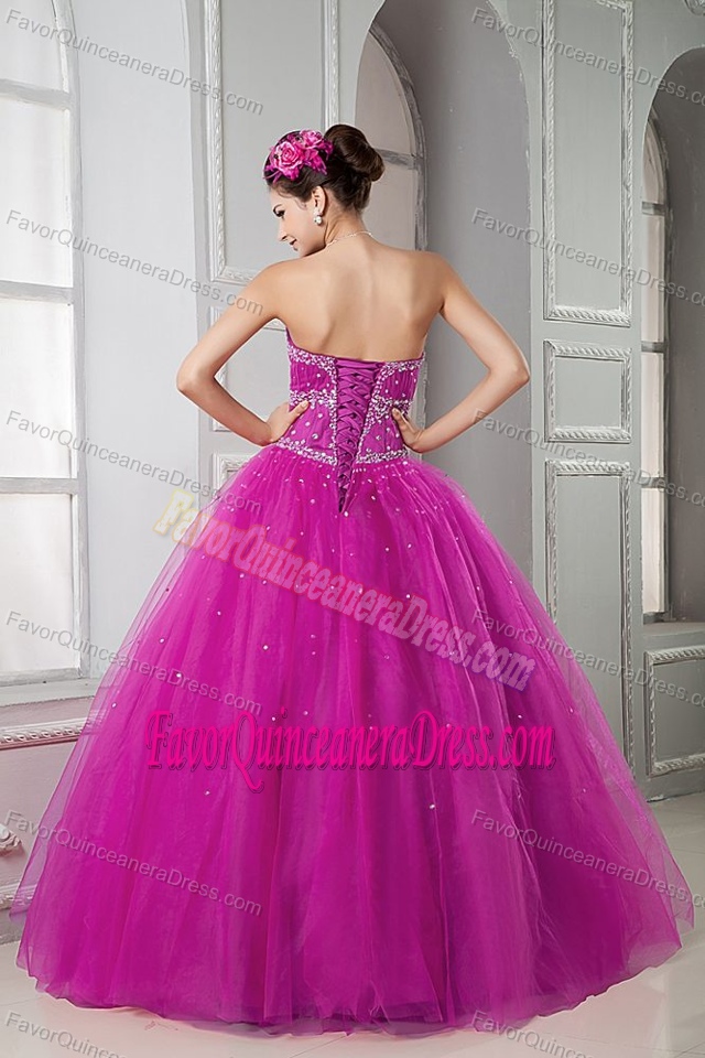 Beaded Sweetheart Floor-length Beaded Quinceanera Dress in Tulle Fabric