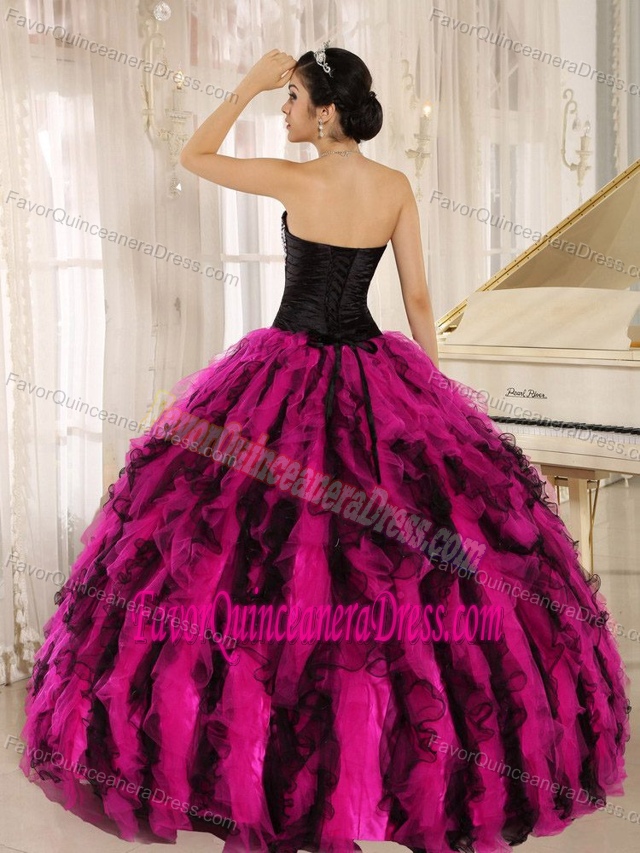 Ruffled Sweetheart Multi-color Quinceanera Dress in Taffeta and Organza