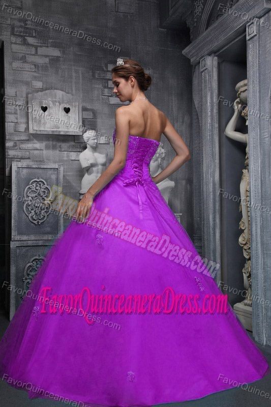 2013 Popular Purple Sweetheart Beaded and Appliqued Quinceanera Dress