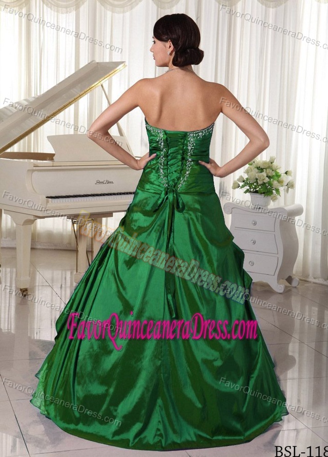 Shimmering Strapless Hunter Green Organza Quinceanera Dresses with Beading