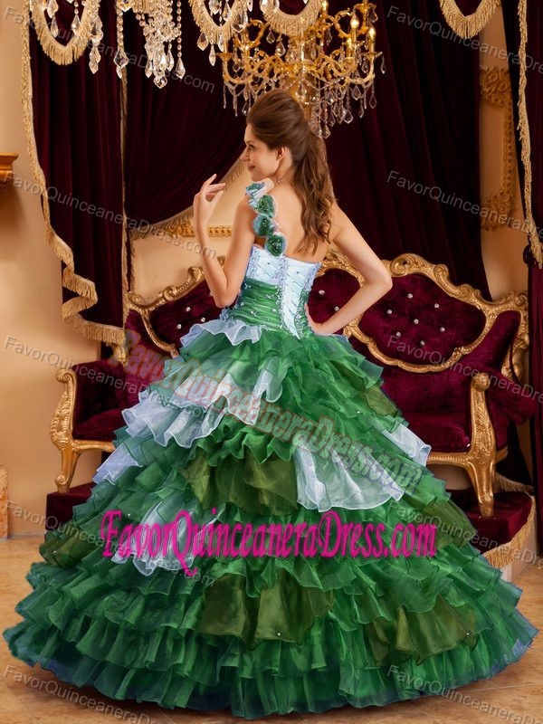 Perfect A-line 2013 One Shoulder Dresses for Quinceanera with Ruffles