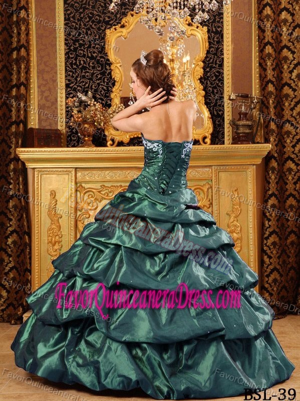 Fashionable Sweetheart Taffeta Appliqued Sweet 15 Dress with Pick-ups