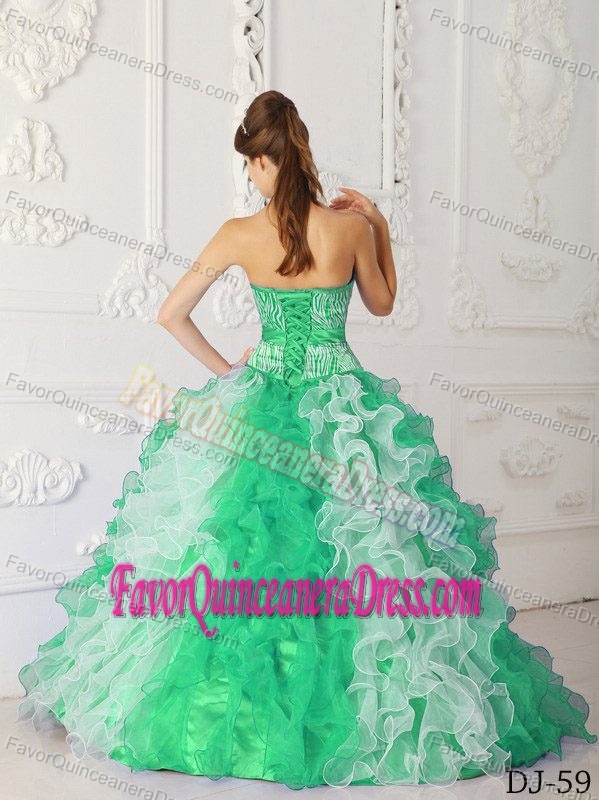Multi-color A-Line Sweetheart Organza Dresses for Quince with Ruffles