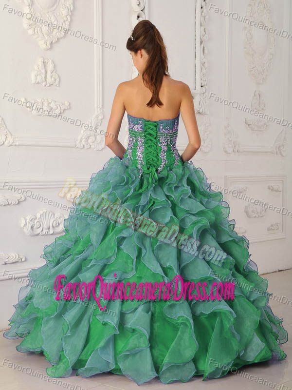Strapless Organza Quinceanera Gown Dresses with Beading and Appliques