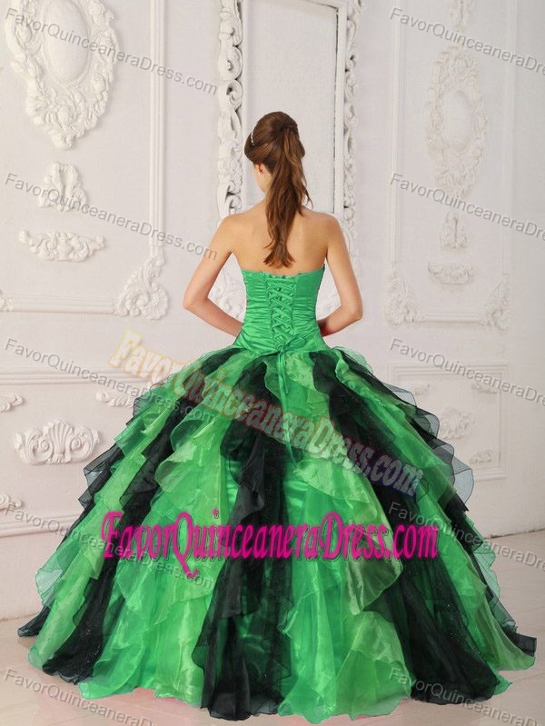 Multi-color Organza Sweet Sixteen Dresses with Appliques and Ruffles