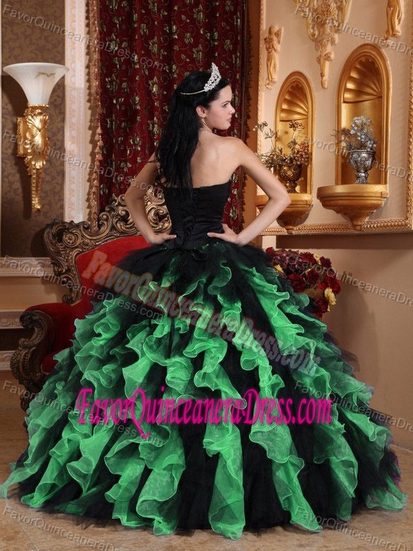 Exclusive Sweetheart Ruffled Organza Dress for Quinceanera with Beads
