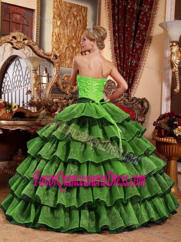 Multi-color Organza Ball Gown Ruffled Quince Dresses with Appliques